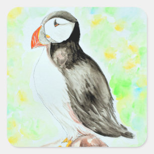 Sticker Carré Peinture à l'encre et à l'aquarelle