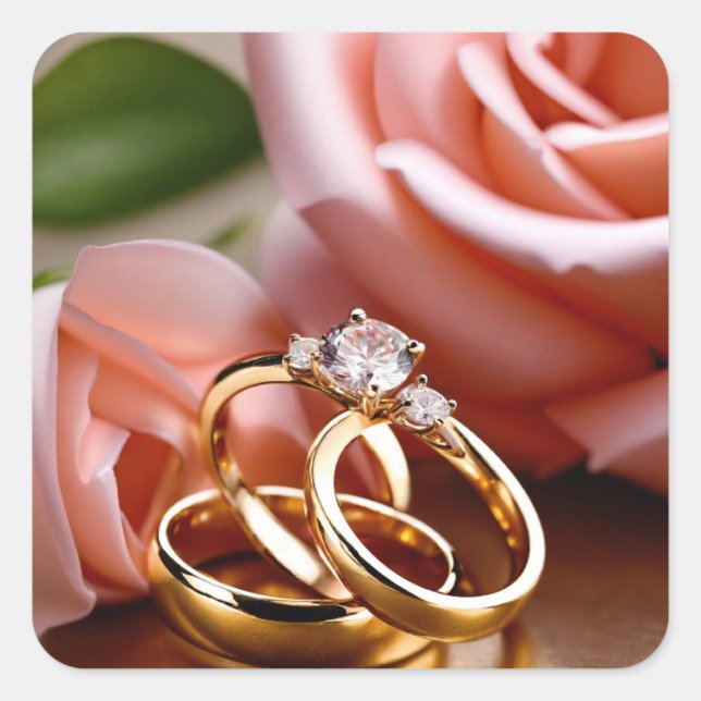 Sticker Carré Peinture à l'huile Romantique Mariage d'or (Devant)