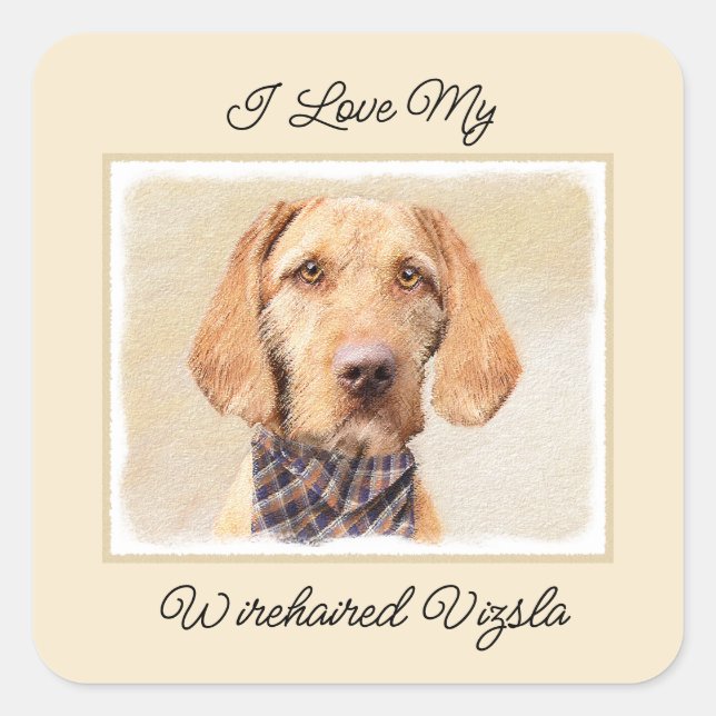Sticker Carré Peinture à poils durs Vizsla - Jolie Art Original  (Devant)