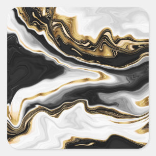 Sticker Carré Peinture en marbre doré moderne esthétique