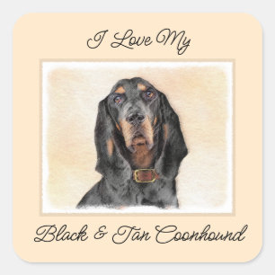 Sticker Carré Peinture en noir et blanc - Art original Chien