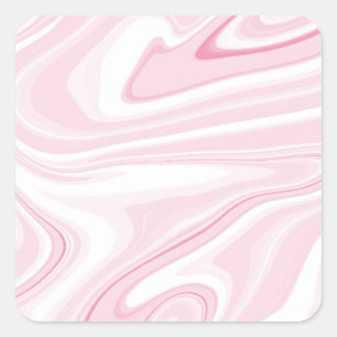 Sticker Carré Peinture Liquide Retro Pink Swirl Design esthétiqu