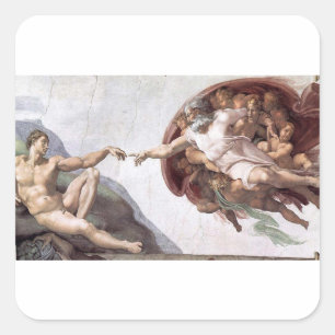 Sticker Carré Peinture Michelangelo originale dans la chapelle d