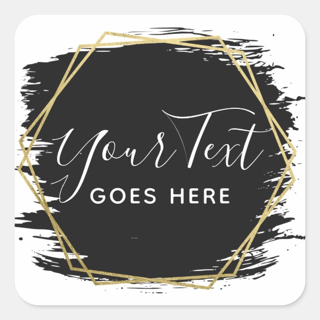 Sticker Carré Peinture noire et or moderne Géométrique Chic (Devant)