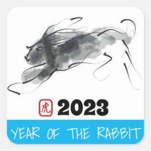 Sticker Carré Peinture originale Chine Rabbit Année Anniversaire
