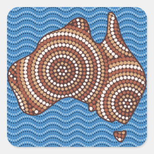 Sticker Carré Peinture par points en Australie