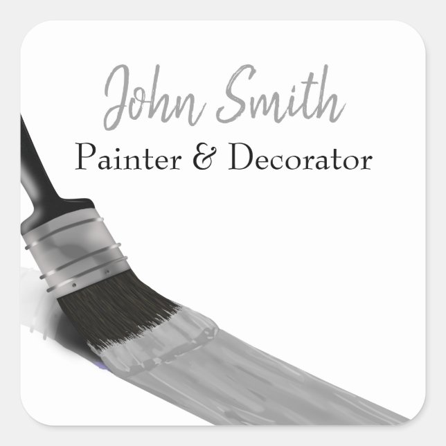 Sticker Carré Peinture Peintre Service Société Brush Grey (Devant)