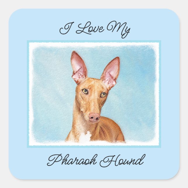 Sticker Carré Peinture Pharaon Hound - Cute Original Chien Art S (Devant)