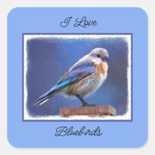 Sticker Carré Peinture pour oiseaux bleus (femelle) - Art origin