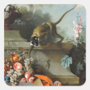 Sticker Carré Peinture rococo pendant l'année du singe