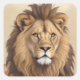 Sticker Carré Peinture vintage au lion