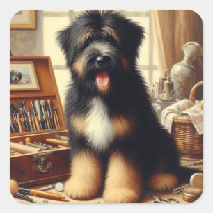 Sticker Carré Peinture vintage de chien de garde