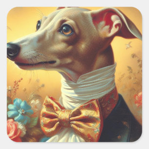 Sticker Carré Peinture vintage italienne Greyhound Dog