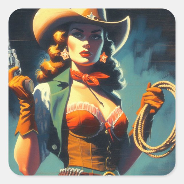 Sticker Carré Peinture vintage pour fille (Devant)