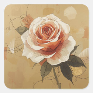 Sticker Carré Peintures Images représentant des roses épanouies 