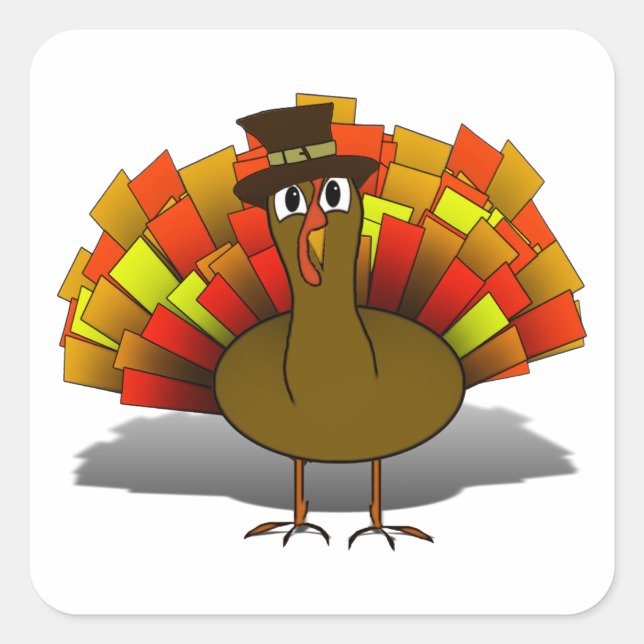 Sticker Carré Pèlerin de Turquie Thanksgiving (Devant)