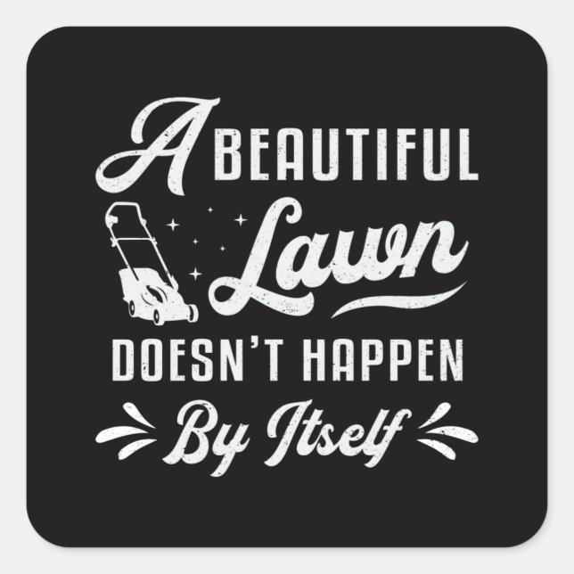 Sticker Carré Pelouse Mower Un Beau Jardin De Pelouse Maillot (Devant)