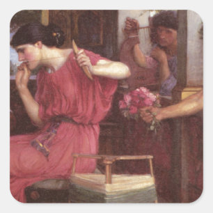 Sticker Carré Penelope And The Suitors - John William Waterhouse