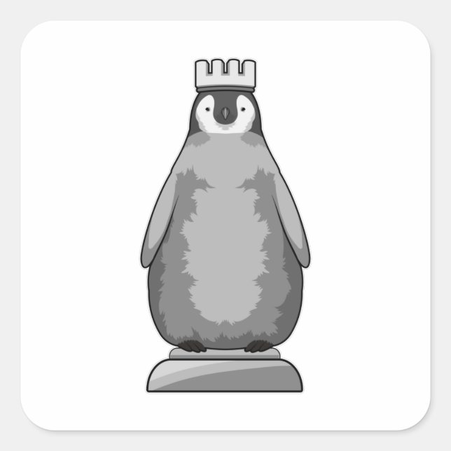 Sticker Carré Penguin as Chess piece King (Devant)