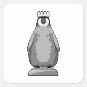 Sticker Carré Penguin as Chess piece King