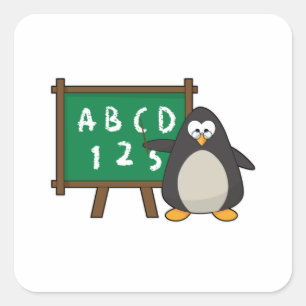 Sticker Carré Penguin comme enseignant avec tableau noir