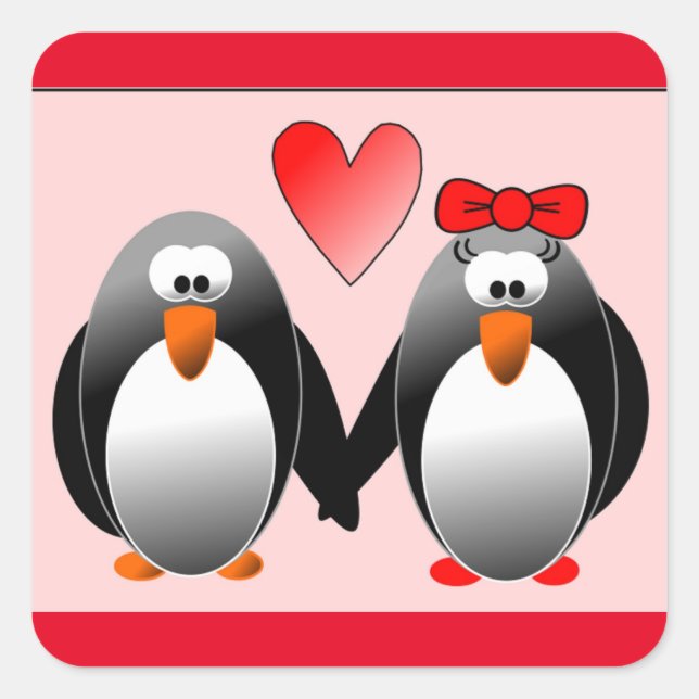 STICKER CARRÉ PENGUIN EST AMOUREUX (Devant)