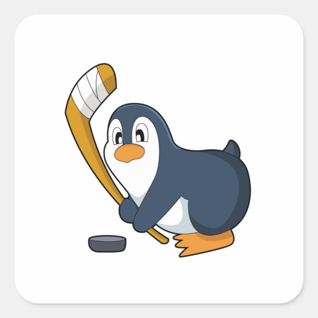 Sticker Carré Penguin Hockey sur glace bâton de hockey sur glace (Devant)