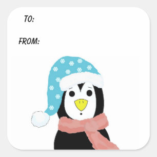 Sticker Carré Penguin surpris