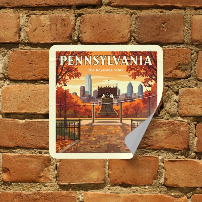 Sticker Carré Pennsylvanie vintage (Créateur téléchargé)