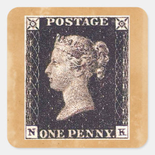 Sticker Carré Penny Black Postage Timbre