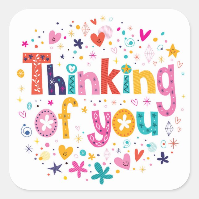 Sticker Carré Penser À Vous (Devant)
