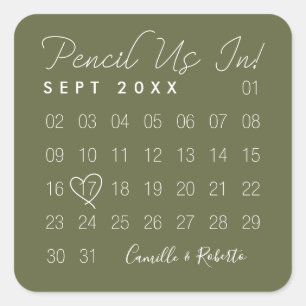 Sticker Carré Pensez-Nous Dans Le Calendrier Vert Minimal Sauveg
