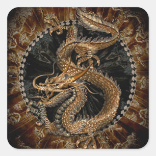 Sticker Carré Pentagramme dragon