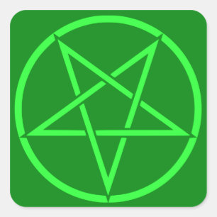 Sticker Carré Pentagramme vert style néon