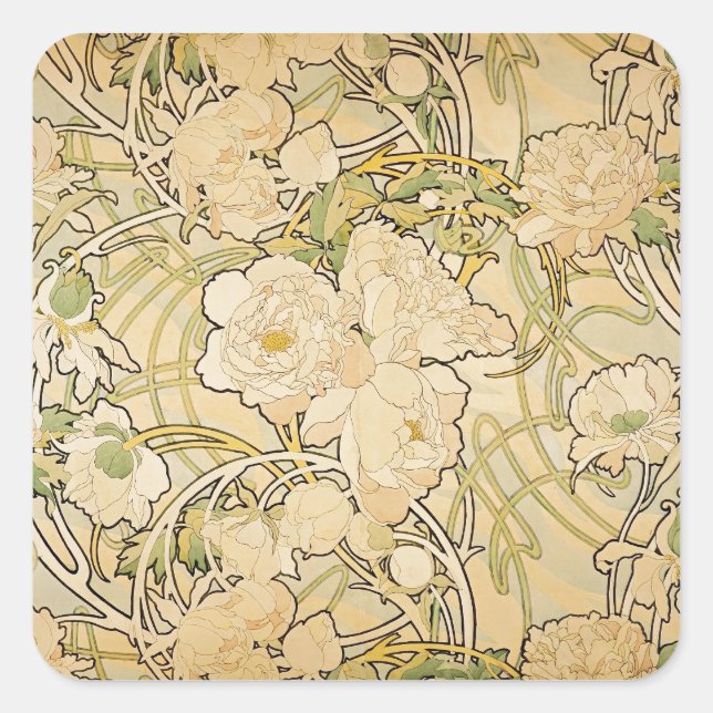 Sticker Carré Peonies 1897 (Devant)