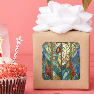 Sticker Carré Pépites en chef rouges en verre tendu au lever du 