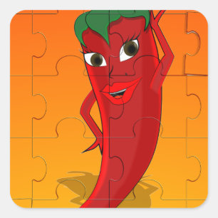Sticker Carré Pepper Rouge Diva Puzzle