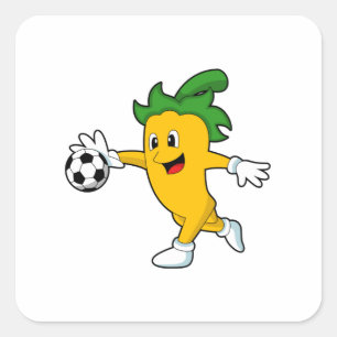 Sticker Carré Pepper Vegan comme joueur de football avec Soccer.