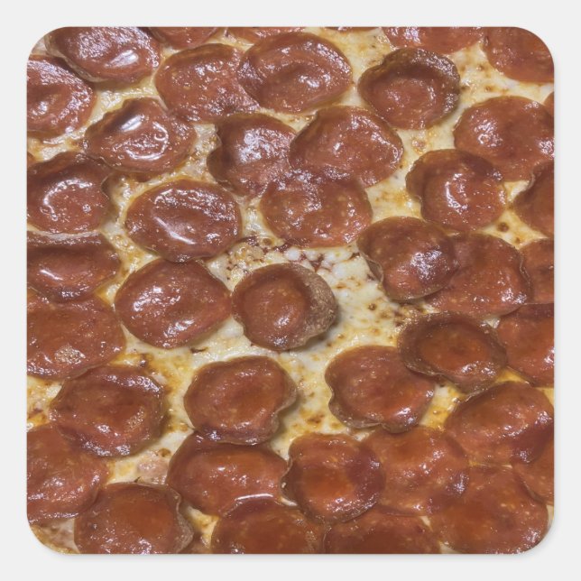Sticker Carré Pepperoni Pizza (Devant)