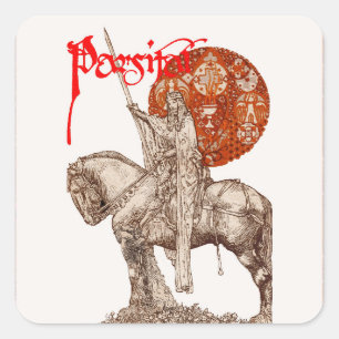 Sticker Carré PERCEVAL LEGEND /QUEST DU SAINT-GRAIL Rouge Blanc
