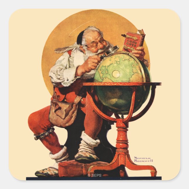 Sticker Carré Père Noël au monde (Devant)