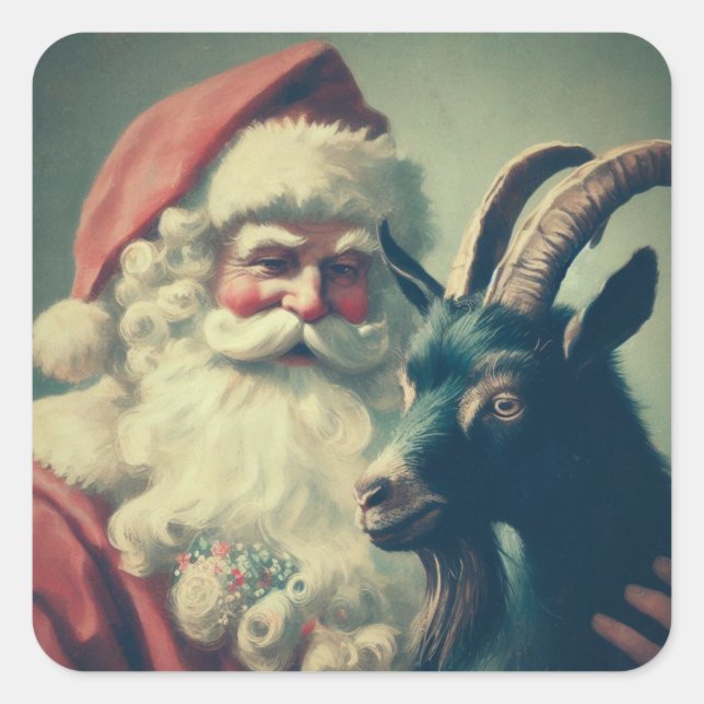 Sticker Carré Père Noël avec chèvre Retro Black Phillip (Devant)