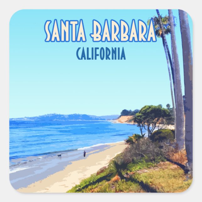 Sticker Carré Père Noël Barbara California Butterfly Beach Monte (Devant)