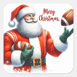 Sticker Carré Père Noël célèbre Noël avec le football