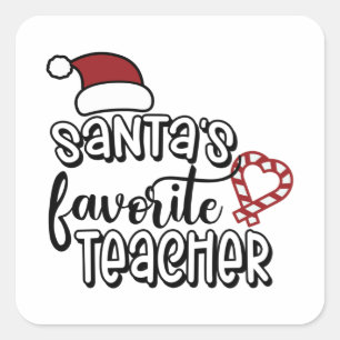 Sticker Carré Père Noël Enseignant Favori Thankful Noël Saison