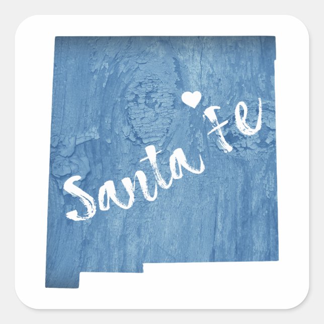 Sticker Carré Père Noël Fe Nouveau Mexique Grain de bois (Devant)