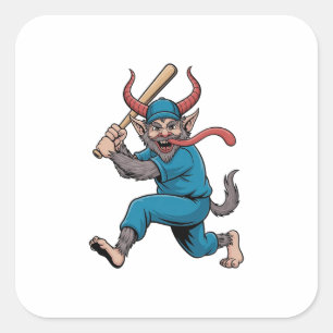 Sticker Carré Père Noël Jouant Au Baseball Joueur De Baseball De