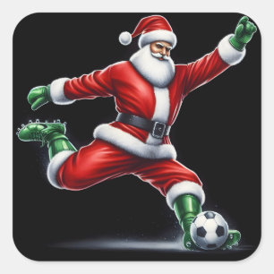 Sticker Carré Père Noël Jouer Au Football À L'Extérieur