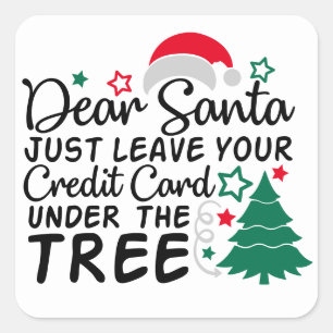 Sticker Carré Père Noël, laissez simplement votre carte de crédi