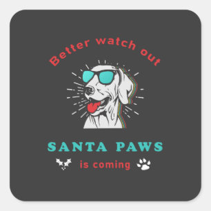 Sticker Carré Père Noël Paws est à venir Noël Vintage